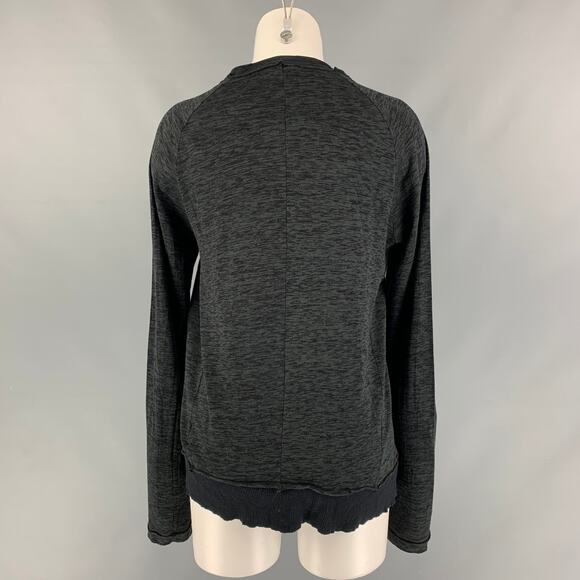 THE VIRIDI-ANNE Size S Black and Charcoal Cotton Marbled V-Neck Cardigan - Picture 3 of 6